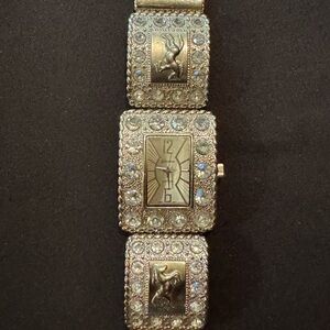 Geneva Platinum Rhinestone Western Ladies Watch